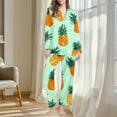 thumbnail image 7 of successthop Pineapple Pajamas Women Long Sleeve Lapel Button Up Sleepwear and Pj Pant Print Nightwear with Pockets Green, 7 of 7
