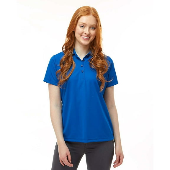 Paragon Women's Performance Short Sleeve Polo Shirt 100% Polyester Tee 4-Button Placket Polo Shirts, Deep Royal M