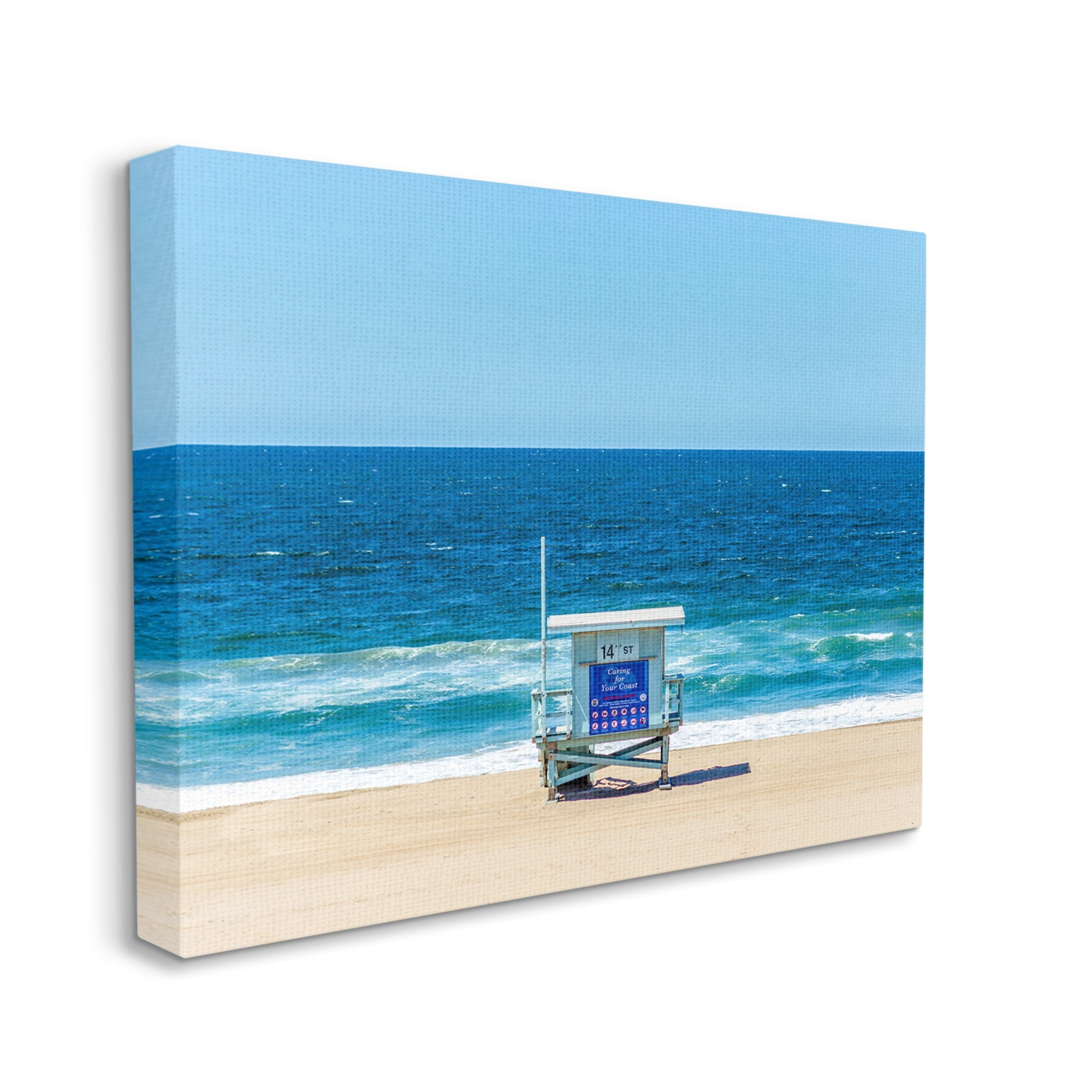Stupell Industries Vivid Blue Beach Water Waves Coastline Hut Photograph Gallery Wrapped Canvas Print Wall Art, Design by Jeff Poe Photography
