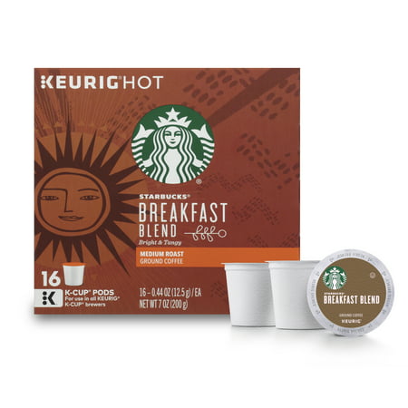 Starbucks Breakfast Blend Medium Roast Single Cup Coffee for Keurig Brewers, 1 Box of 16 (16 Total K-Cup