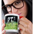 thumbnail image 2 of 3drose, Black N White Cow on Grass, 11oz Two-tone Red Mug, 2 of 6