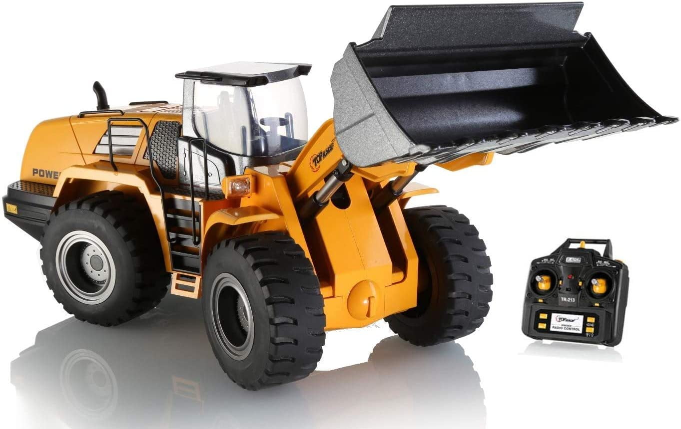 Top Race 10 Channel Full Functional Remote Control Front Loader Construction Tractor, Full Metal