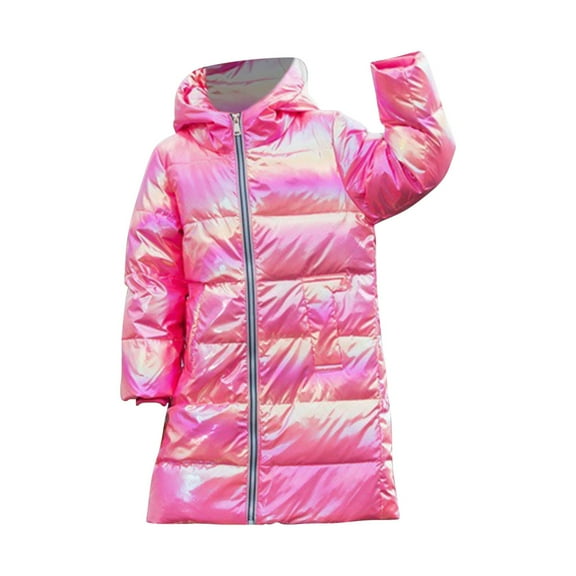 KAUOD Youth Boys Fleece-Lined Gradient down Coats Quilted Long Zip up Hooded Puffer Jackets with Pockets Kids Warm Outwear