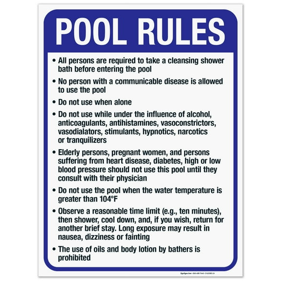 Massachusetts Pool Rules Sign, Complies With State Of Massachusetts Pool Safety Code, 18x24 Corrugated Plastic