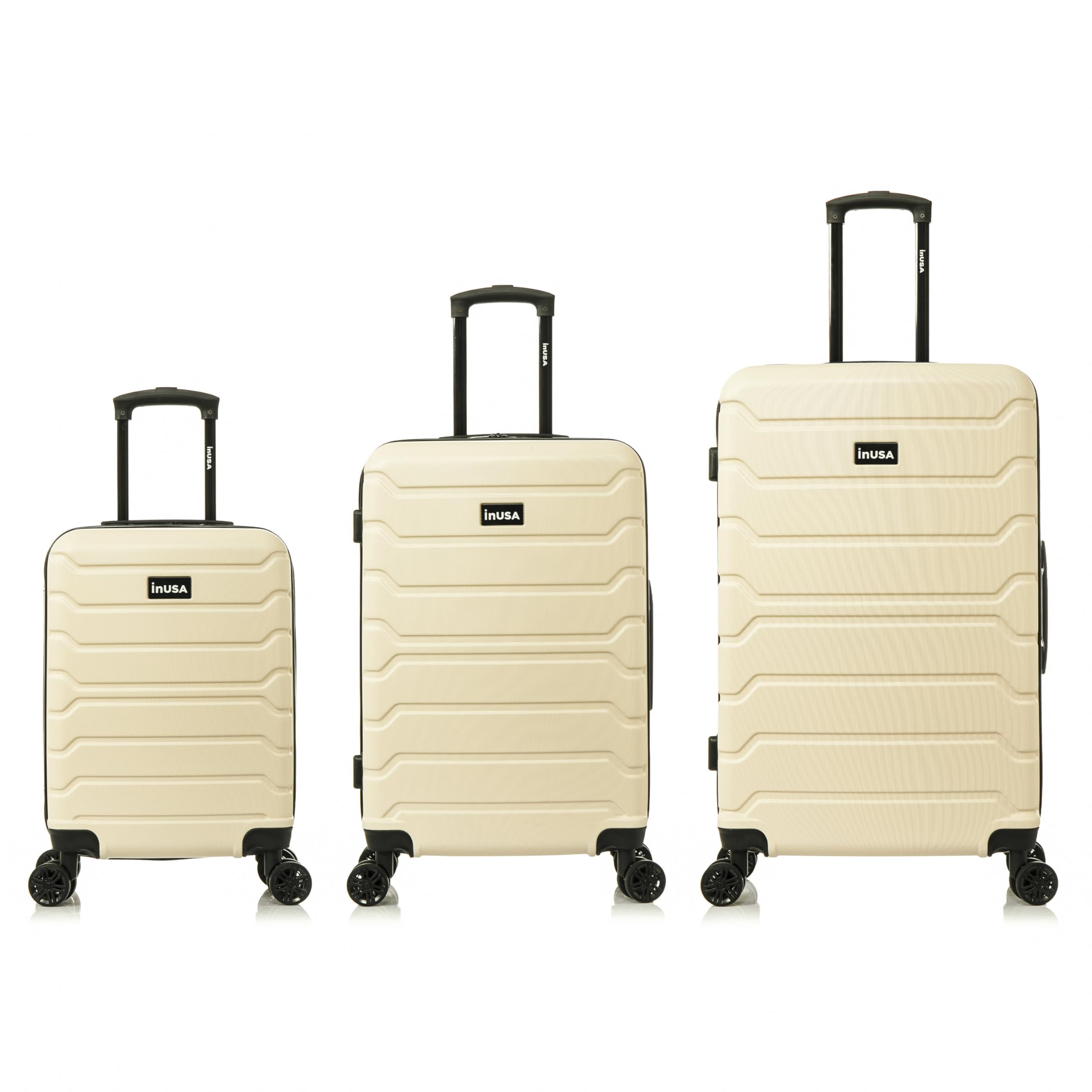 InUSA Trend 3-Piece Hardside Luggage Sets with Spinner Wheels, Handle, Trolley, (20"/24"/28"), Sand
