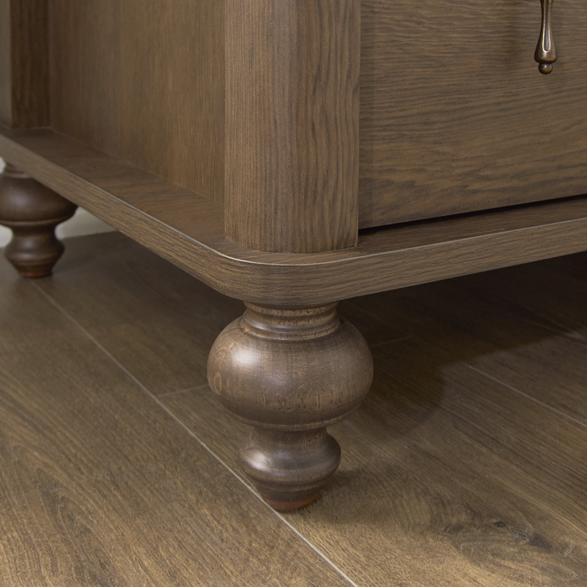 My Texas House Hartwell 3 Drawer Nightstand with USB, Heritage Oak