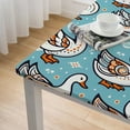 thumbnail image 4 of HAOXIT Funny Cartoon Animal Pattern Vinyl Table Cover Waterproof Vinyl Tablecloth with Flannel Backing, Tablecloth White, 4 of 7