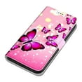 thumbnail image 5 of SaniMore Wallet Case for iPhone 14 Pro 6.1" 2022, PU Leather Color Painting Kickstand Wrist Strip Magnetic Clasp Cash Pocket Card Holders Shockproof Full Protective Case, Pink Butterfly, 5 of 9