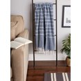 thumbnail image 4 of Contemporary Home Living Blue and White Striped Knitted Fringed Throw Blanket 50" x 60", 4 of 7
