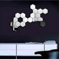 thumbnail image 2 of Ikohbadg 36 Pcs Hexagon Mirror Wall Stickers Removable Silver Acrylic Mirror Stickers Honeycomb Decals for DIY Home Art Bedroom Living Room Wall Decoration, 2 of 12