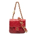 thumbnail image 1 of Pre-Owned CHANEL Mini Matelasse Chain Shoulder Bag in Red and Gold Lambskin for Women, 1 of 5