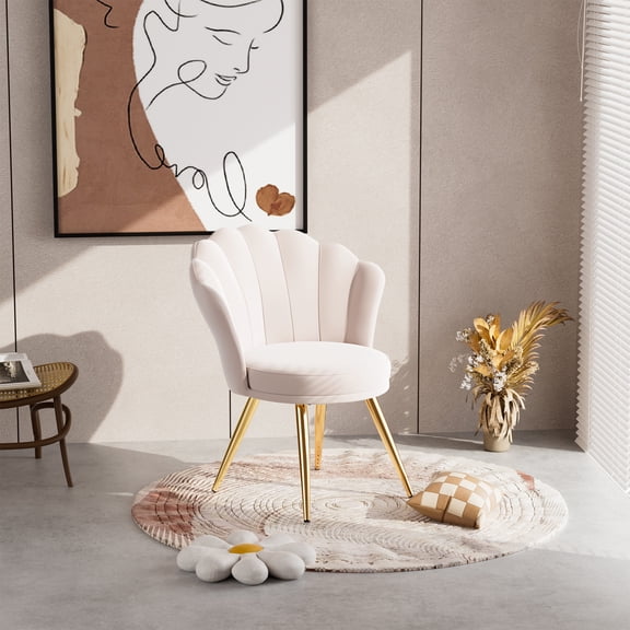 MOONMISS Velvet Modern Accent Chair with Gold Metal Legs, Upholstered Beauty Chair for Bedroom, Makeup Room