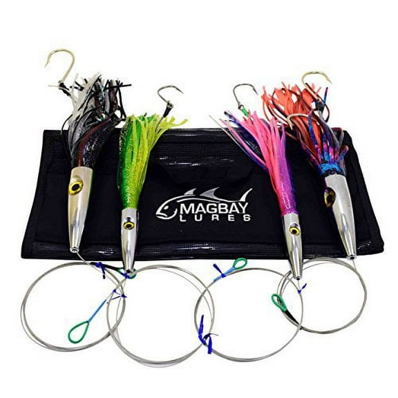 High Speed Wahoo Trolling Lure Set with Bag   Cable Rigged Tuna and Dorado Lures