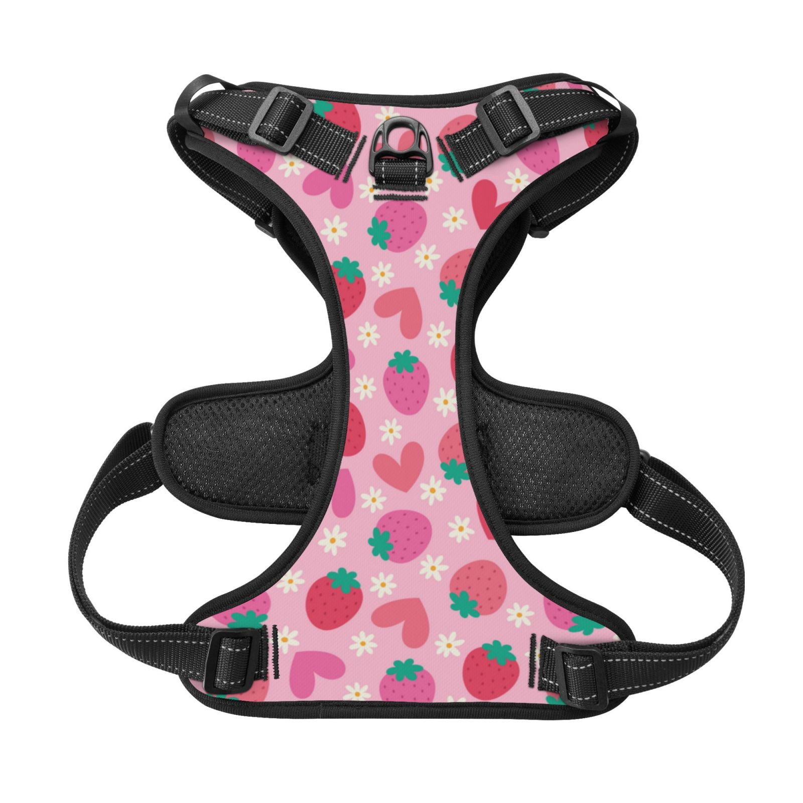 Kdxio Haear Strawberry Print No Pull Dog Harness Adjustable Reflective Oxford Easy Control Medium Large Dog Harness for Training and Everyday-Medium