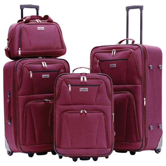 Set 3 Maletas y Neceser Fly & Trip Medellín Rojo TSA Ruedas 360° Equipaje Resistente