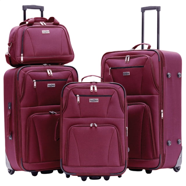 Set 3 Maletas y Neceser Fly & Trip Medellín Rojo TSA Ruedas 360° Equipaje Resistente