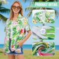 thumbnail image 2 of Alaiyaky Women's Floral Blouse Casual Button Down Short Sleeve Aloha Tropical Hawaiian Summer Beach Shirt and Shorts Sunglasses Set Cover Aloha Suits Party Outfits Holiday Funny Fancy Dress, 2 of 7