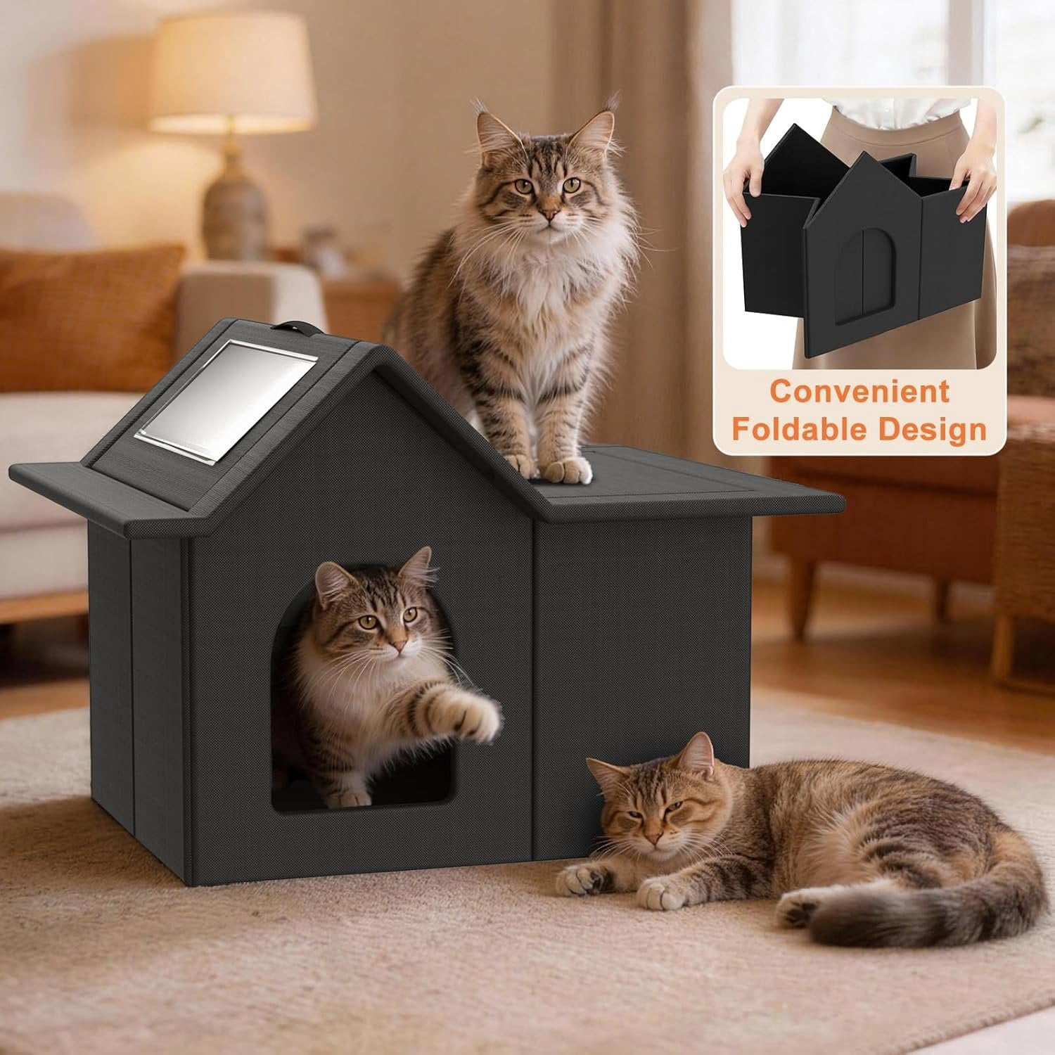 Outdoor  House, Weatherproof Pet Shelter for Cats, Durable  Bed for Outdoor Indoor, Easy Assembly