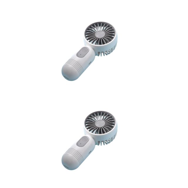 Monstrate mini ventilador dispositivo de refrigeración enfriador de aire recargable 3 velocidades potente equipo de camping ventiladores de Blanco 2piezas