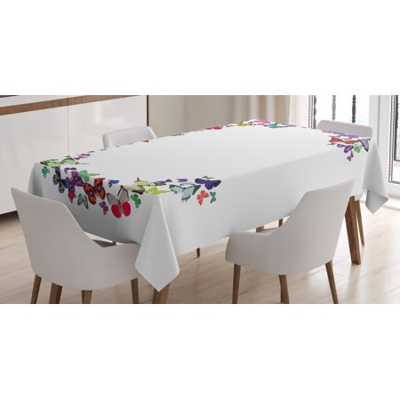 

Letter C Tablecloth Natural Grace Inspired Theme Butterflies Flying Together Cute and Colorful Design Rectangular Table Cover for Dining Room Kitchen 60 X 84 Inches Multicolor by Ambesonne