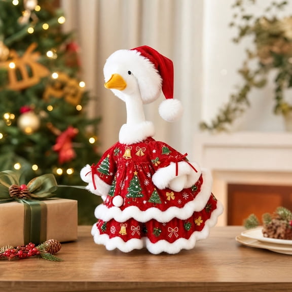 Aurorax Christmas Goose Clothes for Cement Goose Porch Goose 23"/17",Porch Goose Outfit 19 inch,Red Holiday Porch Goose Clothing Accessories for Garden Lawn Yard