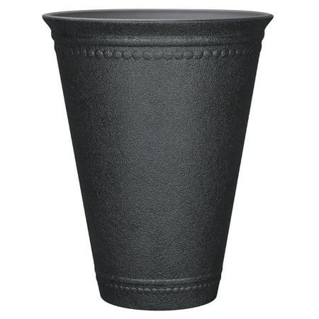 My Texas House 16.1" D × 20.1" H Asti Tall Black 100% Recycled Resin Tall Planter