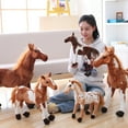 thumbnail image 4 of EUBUY Horse Plush Toy Imitation Pony Doll Soft Stuffed Horse Animal Doll Toy Foal Supple Ponytail Standing Horse Home Decoration Ornaments Gifts for Children and Youth Brown and White 15.74", 4 of 8