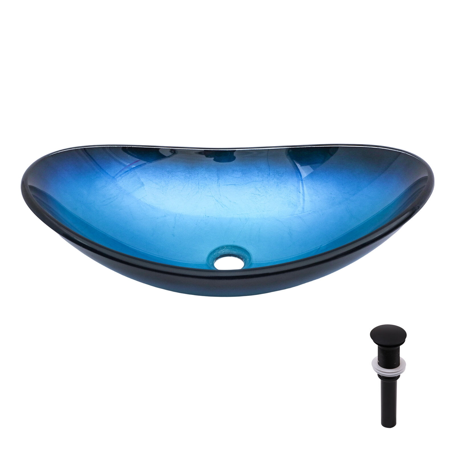 Vanity With Sink, Bathroom Artistic Tempered Glass Blue Vessel Bathroom Sink Pop-up Drain, Blue Boat Shape Bathroom Sink Above Counter (no Faucet), Blue Bathroom Vanity,Single Sink Vanity
