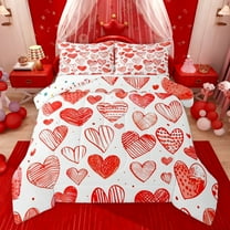 Castle Fairy Red Love Heart Print Bedding Comforter Set 2pcs for Boys Girls,Happy Valentine's Day Twin Comforter Sets Microfiber,Romantic Lover Couple Breathable Bedding Set,Breathable Home Decor