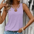 thumbnail image 2 of BiZtdJrK Womens Tank Tops Summer Cut Out Ring Keyhole Neck Sleeveless Blouse Fashion Solid Basic Tanks Purple S, 2 of 5