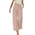 thumbnail image 1 of Pantalones de vestir de mujer con cintura alta y pierna ancha - Pantalones de trabajo rectos con bolsillos - S-XXXL, 1 of 5