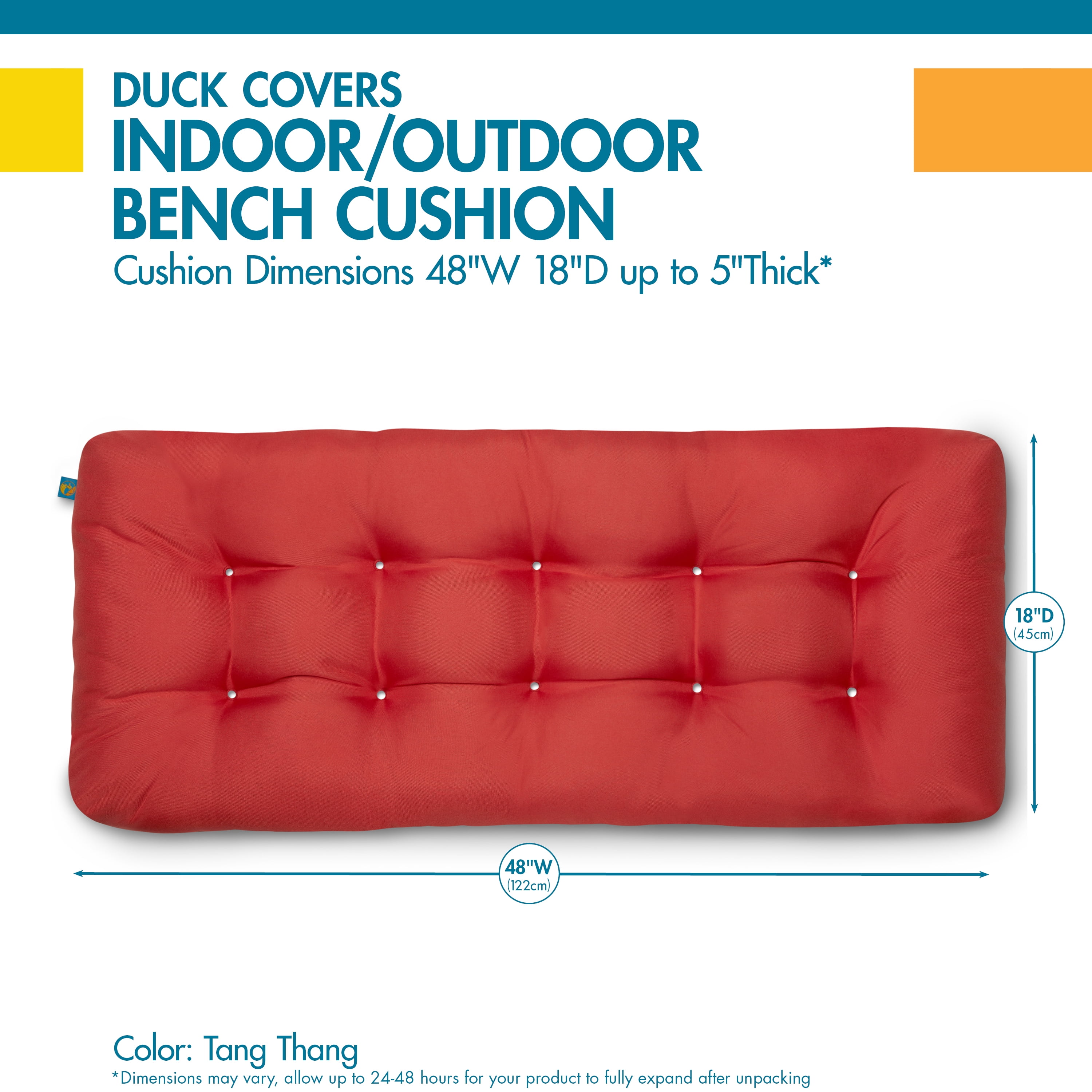 Free Shipping Duck Covers 18 x 48 Red Rectangle Bench Outdoor Seating Cushion with Water Resistant Fabric Walmart Walmart