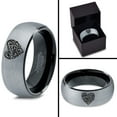 thumbnail image 4 of Tungsten Floral Paisley Heart Shaped Band Ring 8mm Men Women Comfort Fit Black Dome Brushed Gray Polished, 4 of 4