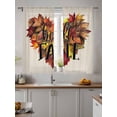 thumbnail image 3 of Sheer Curtains 63 inches Long 2 Panels Set Hello Fall Maple Leaf Love Heart Watercolor Retro Ginkgo Tiers Sheers Rod Pocket Small Window Short Curtains for Kitchen Cafe, Each 52" W x 63" L, 3 of 7