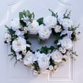 thumbnail image 6 of Flower Wall Decoration Flowers Artificial Wreath White Rose For Front Door Simulation Silk Cloth Heart Shaped Garland, 6 of 7