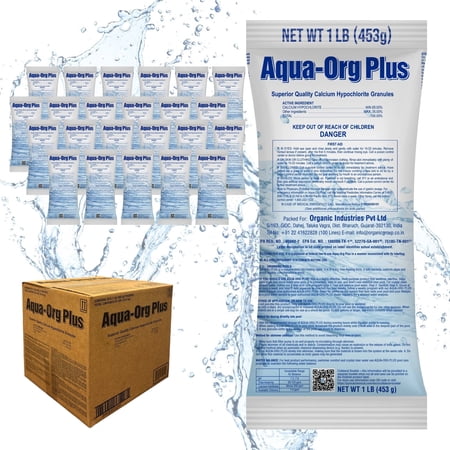 Aqua-Org Plus Calcium Hypochlorite Chlorinating Shock Treatment for Swimming Pools, 24 Pack, 1lb