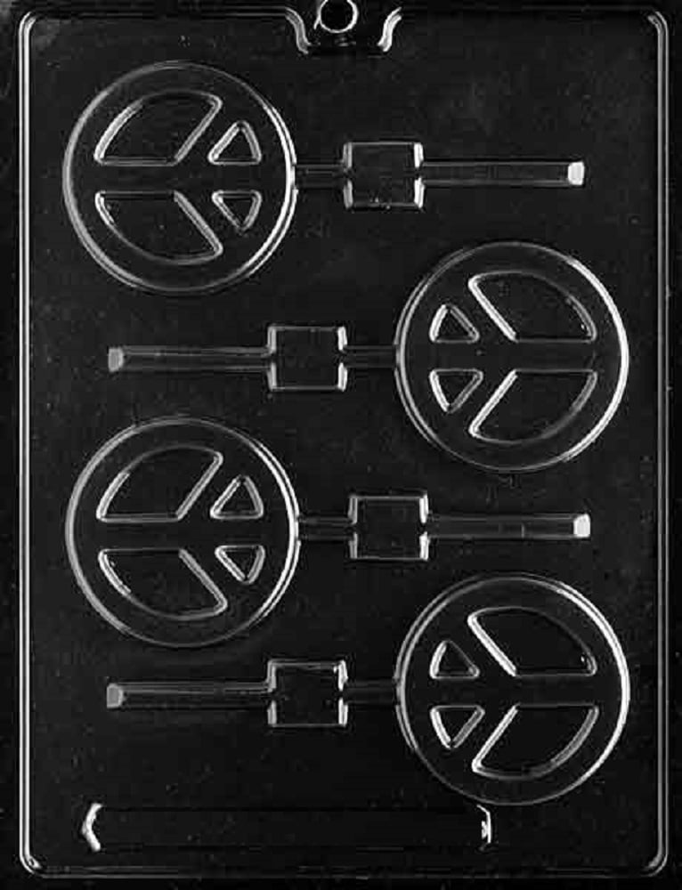 M179 Peace Sign Lollipop Chocolate Candy Soap Mold with Instructions