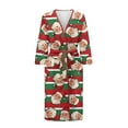 thumbnail image 3 of Yuyamidu Santa Claus Bathrobe Women Lightweight Spa Robe Christmas Nightgown Kimono Robes Red Green Stripes Robe Womens Long Sleeve Sleep Dress Size M, 3 of 7