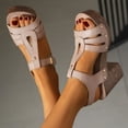 thumbnail image 5 of Modisza Women's Open Toe Cork Sandals Wide Widths Comfortable Walking Dressy Shoes Low Block Heel Slip on Slides for Summer White 9, 5 of 7