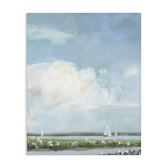 Stupell Industries Seaside Sailing Along Meadow Canvas Wall Art, design by Sally Swatland
