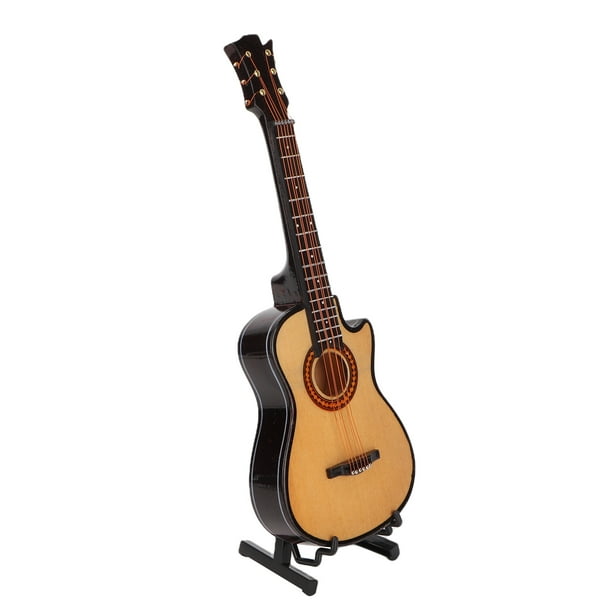 Guitare Miniature En Bois Avec Support Et Étui, Réplique D'Instrument  Miniature Modèle De Guitare Collectionnable Pour La Décoration De La Maison