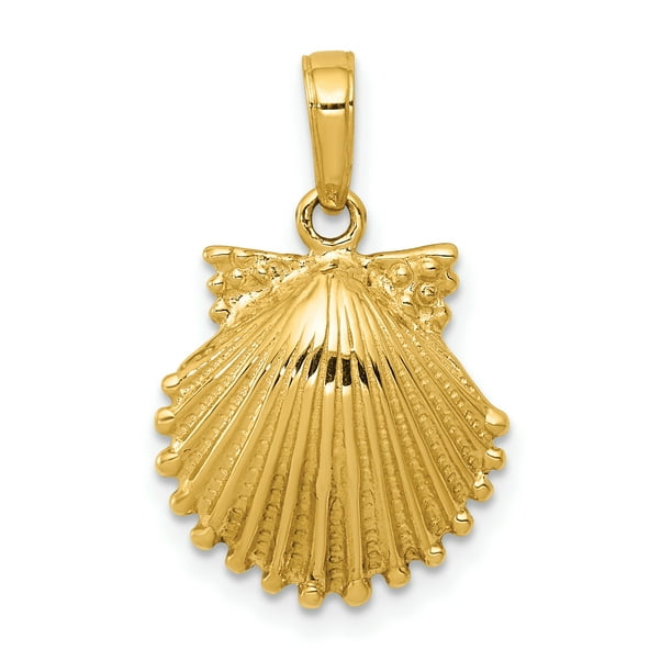 14K Yellow Gold Scallop Shell Pendant Walmart