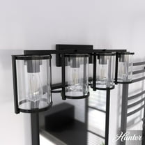 Hunter - Astwood 4-light Matte Black, Medium Size Vanity Light, Dimmable, Caged Style, for Bedrooms, Dining, Living Rooms - 48009