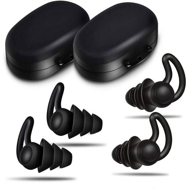 2 paires de bouchons d'oreille anti-bruit pour dormir Bouchons d'oreille  anti-bruit en silicone réutilisables confortables 
