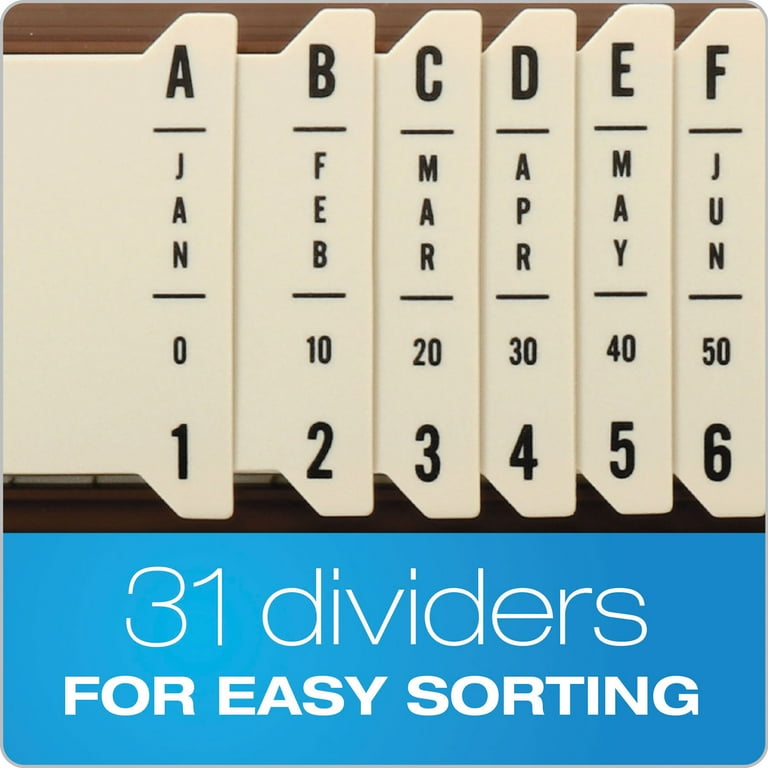 General Purpose Indexed Sorter, 31 Dividers, Alpha/Numeric/Month/Date/Day Index, Letter Size, Brown Frame General Purpose Indexed Sorter, 31 Dividers, Alpha/Numeric/Month/Date/Day Index, Letter Size, Brown Frame