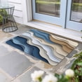 thumbnail image 2 of Modern Blue Brown Doormat Outdoor Entrance 16"x24", Coastal Beach Wave Geometric Absorb Moisture Dirt Door Mats, Non-Slip Rubber Backing Floor Mats Indoor, Low-Profile Front Door Rugs, 2 of 9