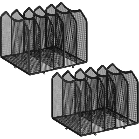 Mesh Desktop File Sorter Organizer, 5-Section Bookshelf for Desk Home Office, Black