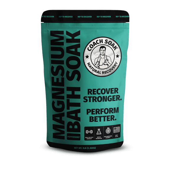 Coach Soak Magnesium Bath Flakes Peppermint Dead Sea Mineral Salt Post Workout Recovery Soak