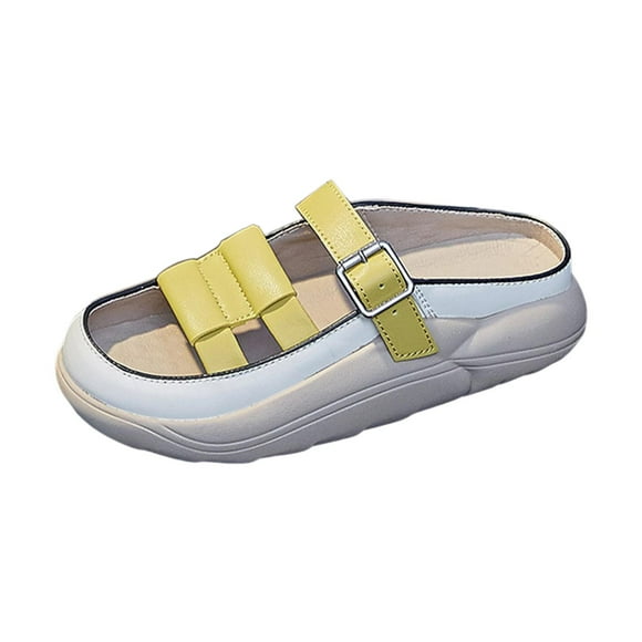 Sandalias de Mujer a La Moda, Zapatos Planos Impermeables Ligeros, Zapatos Planos para Niñas Y Mujeres, Suela de Goma, Sandalias de Playa para Piscina Amarillo Sunnimix Zapatillas de verano