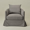 thumbnail image 4 of Slate Gray Polyester Upholstered Swivel Barrel Armchair with Removable Washable Slipcover for Living Room, Bedroom, Feather Blend Cushion, Solid Wood Frame, Pillow Back, Fully Assembled, 4 of 15